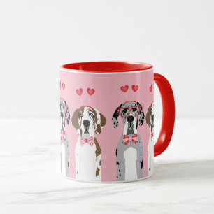 Cute Valentijn Great Dane Dogs Pink Red Mok