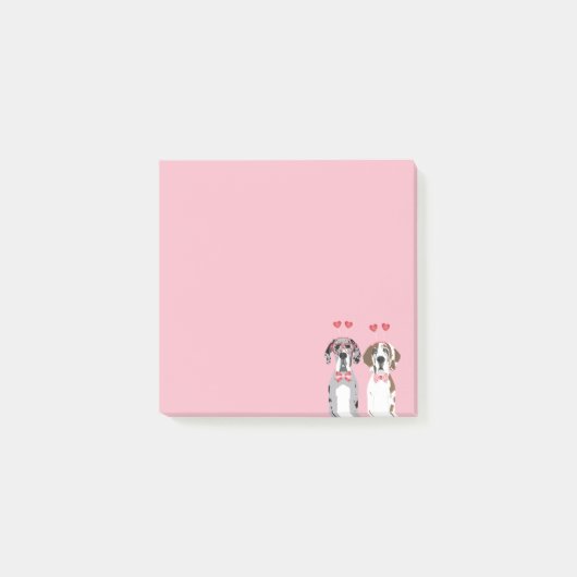 Cute Valentijn Great Dane Dogs Pink Red Post-it® Notes (Voorkant)