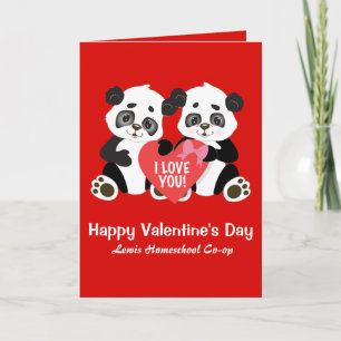 Cute Valentijn Pandas Homeschool Card Kaart