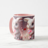 Cute Valentijn Rabbit holding Mail Personalized Mok (Voorkant links)