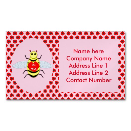Cute Valentijnsdag Bee Custom Magnetisch Visitekaartje (Voorkant)