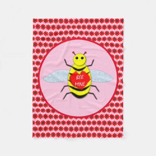 Cute Valentijnsdag Bee Fleece Deken (Voorkant)