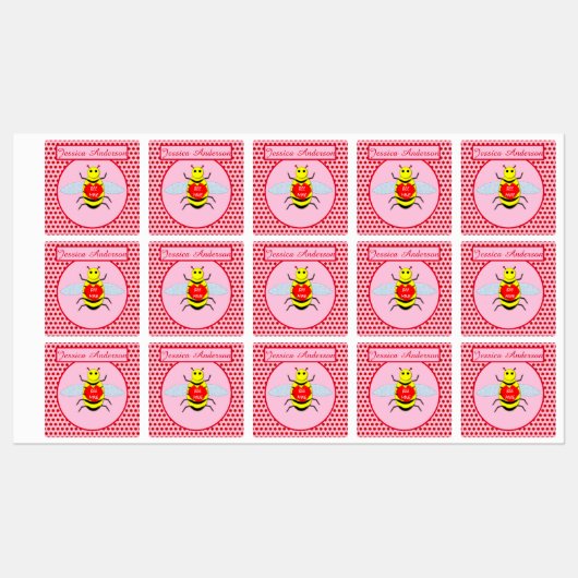Cute Valentijnsdag Bee Labels (Vel)