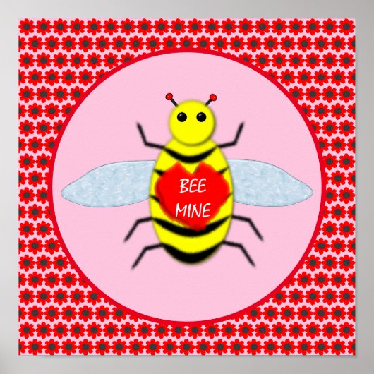 Cute Valentijnsdag Bee Poster (Voorkant)