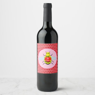 Cute Valentijnsdag Bee Wijn Etiket