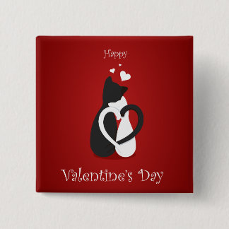 Cute Valentijnsdag Cats Love Vierkante Button 5,1 Cm