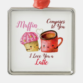 Cute Valentijnsdag Cupcake and Coffee Mok Couple Keramisch Ornament