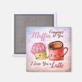 Cute Valentijnsdag Cupcake and Coffee Mok Couple Magneet (Voorkant / Achterkant)