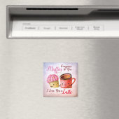 Cute Valentijnsdag Cupcake and Coffee Mok Couple Magneet (Insitu (Vaatwasser))
