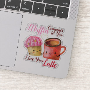 Cute Valentijnsdag Cupcake and Coffee Mok Couple Sticker