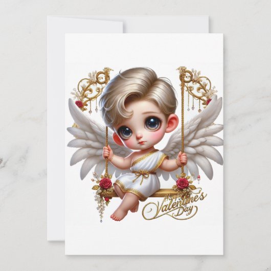 Cute Valentijnsdag Cupid platte kerstkaart (Voorkant)