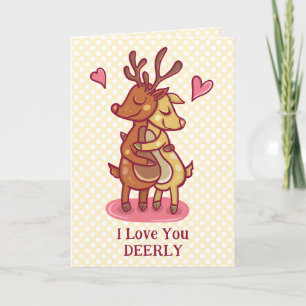 Cute Valentijnsdag Deer Pun I Love you Deerly Kaart