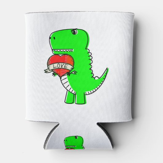 Cute Valentijnsdag Dinosaur Blikjeskoeler (Voorkant)
