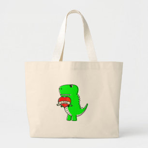 Cute Valentijnsdag Dinosaur Grote Tote Bag