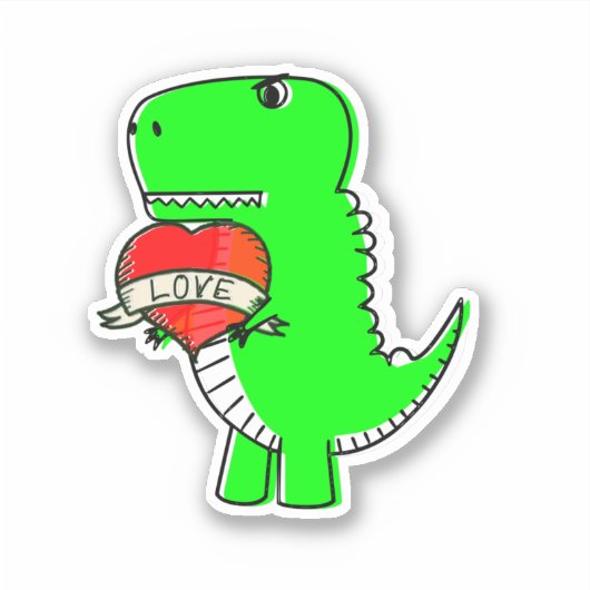 Cute Valentijnsdag Dinosaur Sticker (Voorkant)