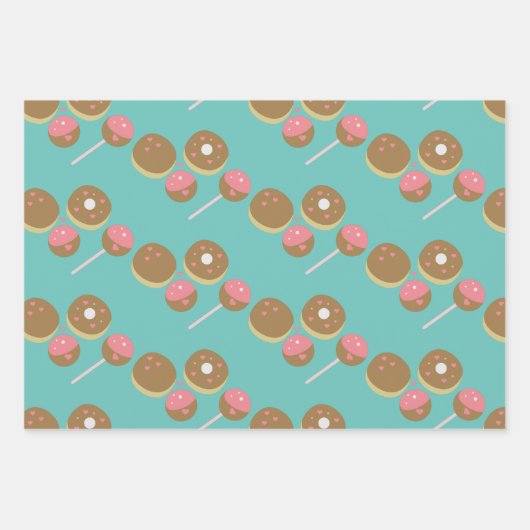 Cute Valentijnsdag Donut and Cake Pop Pattern Inpakpapier Vel (Voorkant 3)
