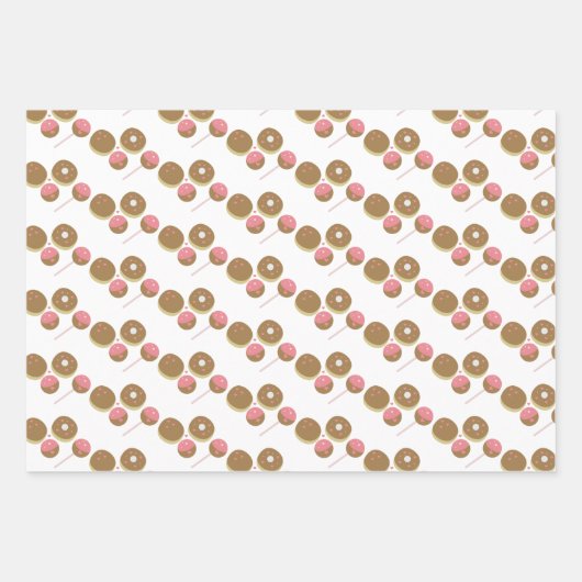 Cute Valentijnsdag Donut and Cake Pop Pattern Inpakpapier Vel (Voorkant)
