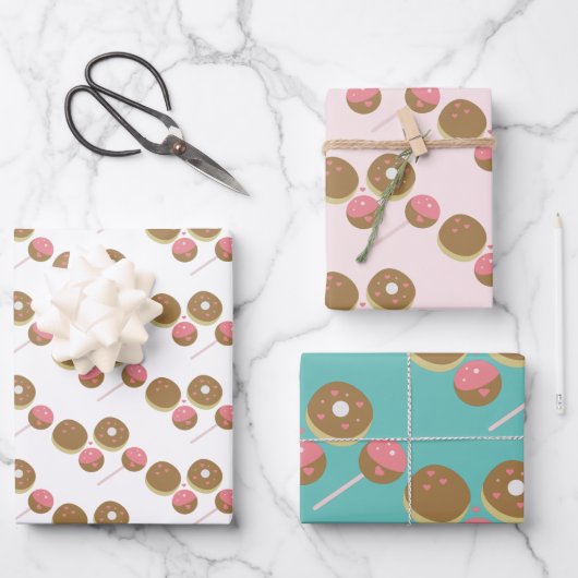 Cute Valentijnsdag Donut and Cake Pop Pattern Inpakpapier Vel (Voorkant)