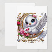 Cute Valentijnsdag Duif Plat Kerstkaart (Voorkant / Achterkant)