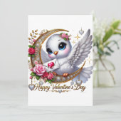Cute Valentijnsdag Duif Plat Kerstkaart (Staand voorkant)