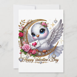 Cute Valentijnsdag Duif Plat Kerstkaart