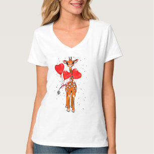 Cute Valentijnsdag giraffe hartballonnen T-shirt