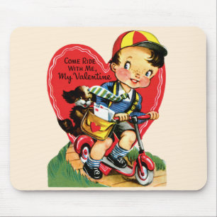 Cute Valentijnsdag, jongen op een scooter Muismat