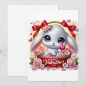 Cute Valentijnsdag Konijn Plat Kerstkaart (Voorkant / Achterkant)