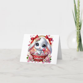 Cute Valentijnsdag Konijn Vouwbare Vakantiewenskaa Feestdagen Kaart