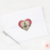 Cute Valentijnsdag, meisje met bloemen Hart Sticker (Envelop)