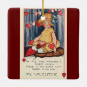 Cute Valentijnsdag, meisje met rood hart Keramisch Ornament (Achterkant)