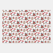 Cute Valentijnsdag Panda Beer Love Pattern Inpakpapier Vel (Voorkant)