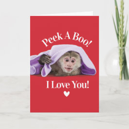 Cute Valentijnsdag Peek A Boo I Love You Monkey Feestdagen Kaart
