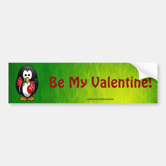 Cute Valentijnsdag Penguin Funny Cartoon Bumpersticker (Voorkant)