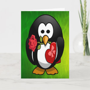 Cute Valentijnsdag Penguin Funny Cartoon Feestdagen Kaart