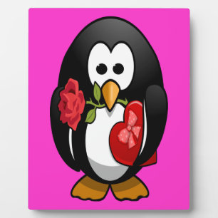 Cute Valentijnsdag Penguin Funny Cartoon Fotoplaat
