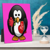 Cute Valentijnsdag Penguin Funny Cartoon Fotoplaat (Zijkant)