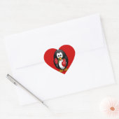 Cute Valentijnsdag Penguin Funny Cartoon Hart Sticker (Envelop)