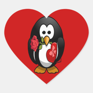Cute Valentijnsdag Penguin Funny Cartoon Hart Sticker