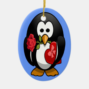 Cute Valentijnsdag Penguin Funny Cartoon Keramisch Ornament