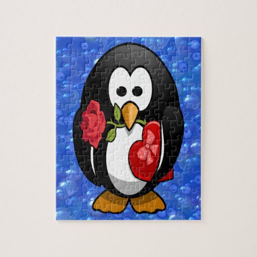 Cute Valentijnsdag Penguin Funny Cartoon Legpuzzel (Verticaal)