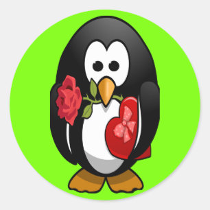 Cute Valentijnsdag Penguin Funny Cartoon Ronde Sticker