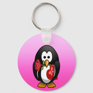 Cute Valentijnsdag Penguin Funny Cartoon Sleutelhanger