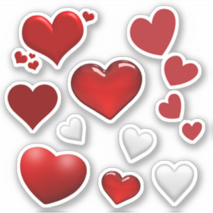 Cute Valentijnsdag Red White Hearts Sticker