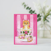 Cute Valentijnsdag roze briefkaart (Staand voorkant)