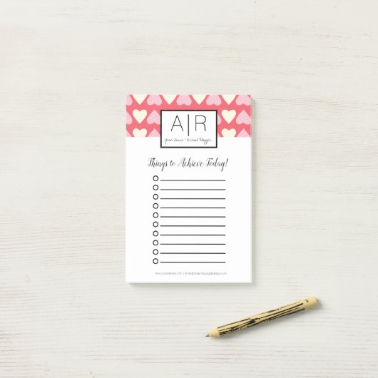 Cute Valentijnsdag Scribble Hearts Post-it® Notes (Op bureau)