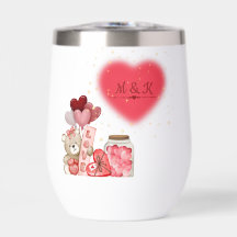 Cute Valentijnsdag stamloze wijnbeker