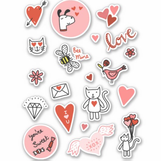 Cute Valentijnsdag Sticker (Voorkant)