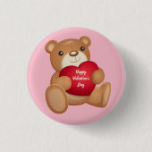 Cute Valentijnsdag Teddy Bear Ronde Button 3,2 Cm (Voorkant)