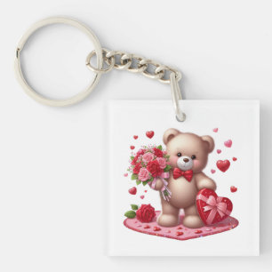 Cute Valentijnsdag Teddy Bear Sleutelhanger